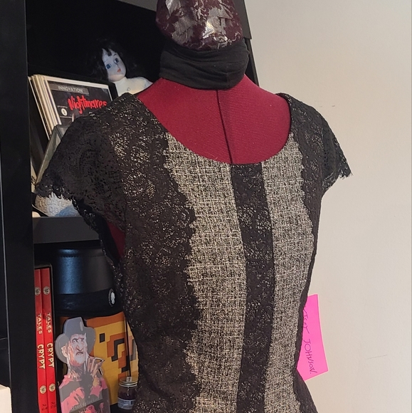 Betsey Johnson Uber Chic Fishnet & Tweed Dress NWT - Picture 3 of 6